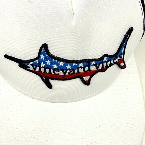 Vineyard Vines Patriotic Swordfish Red White Blue Mesh Trucker SnapBack Cap - Picture 5 of 11